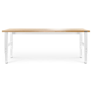 Gladiator Hammered White 8' Adjustable Height Hardwood Workbench - GAWB08HWGW