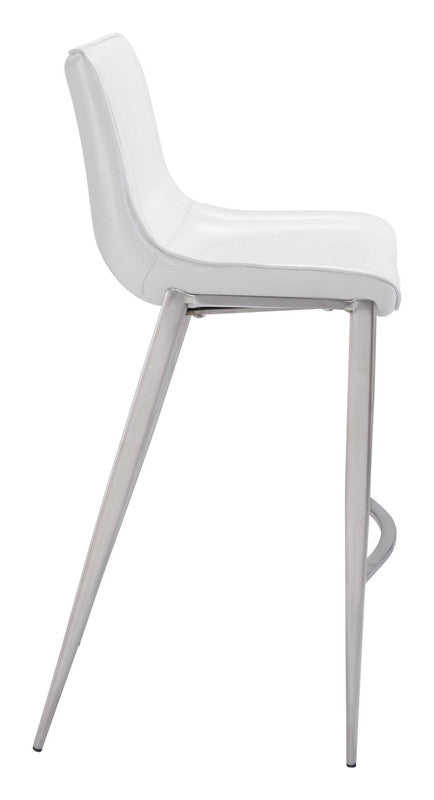 Teglberg Bar Height Stool - White/Silver - Set of 2