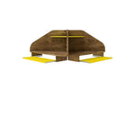 Gatutca Floating Cubicle Section Desk with Keyboard Shelf Set of 2 - Rustic Brown/Yellow