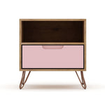 Nuuk I Night Table - Nature/Rose Pink