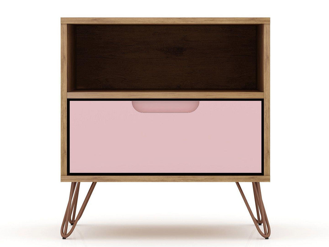 Nuuk I Night Table - Nature/Rose Pink