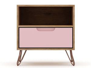 Nuuk I Night Table - Nature/Rose Pink