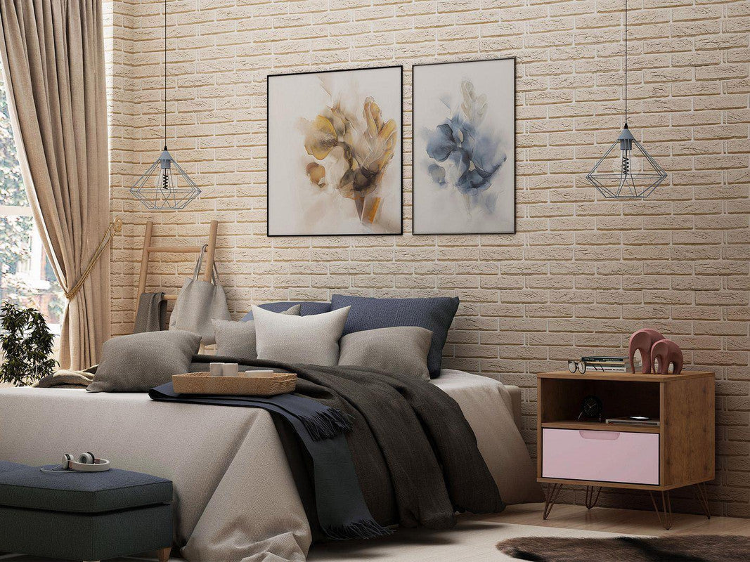 Nuuk I Night Table - Nature/Rose Pink