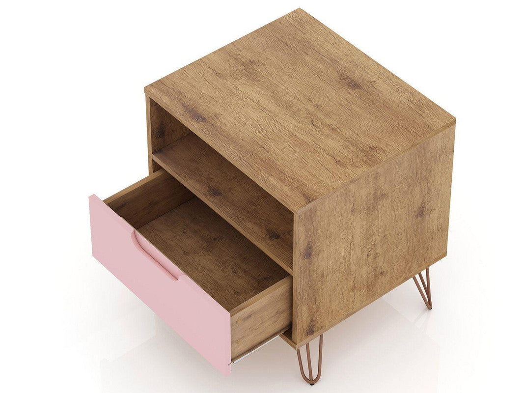 Nuuk I Night Table - Nature/Rose Pink