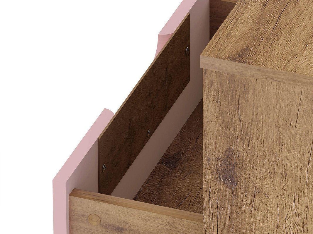 Nuuk I Night Table - Nature/Rose Pink