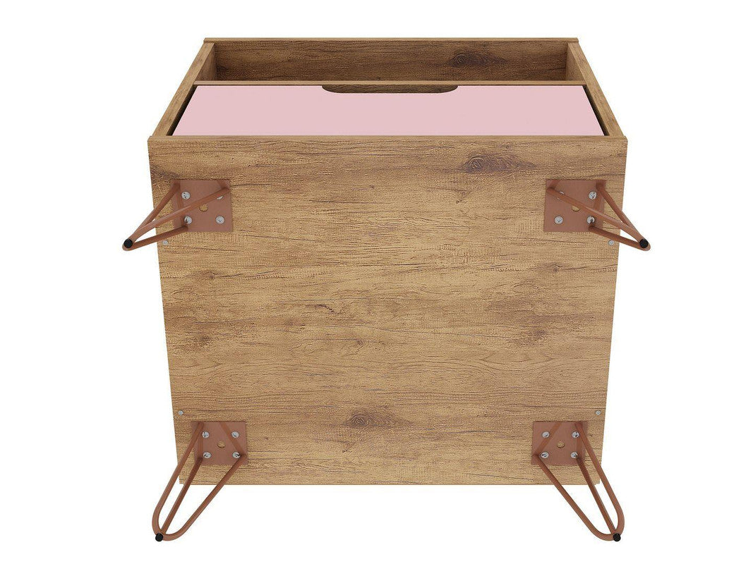Nuuk I Night Table - Nature/Rose Pink