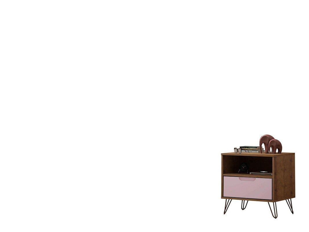 Nuuk I Night Table - Nature/Rose Pink