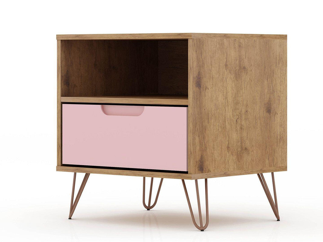 Nuuk I Night Table - Nature/Rose Pink
