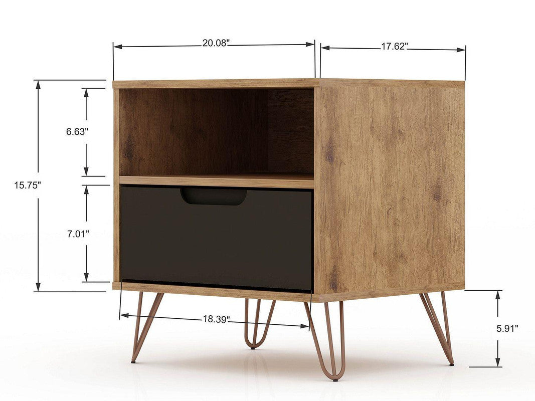 Nuuk I Night Table - Nature/Textured Grey
