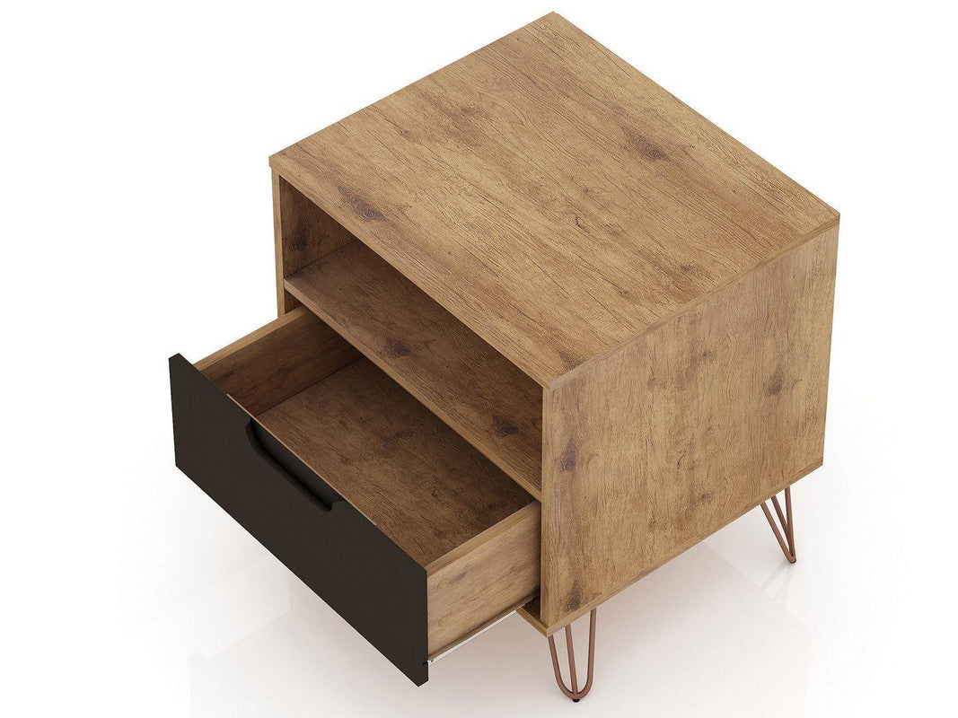 Nuuk I Night Table - Nature/Textured Grey