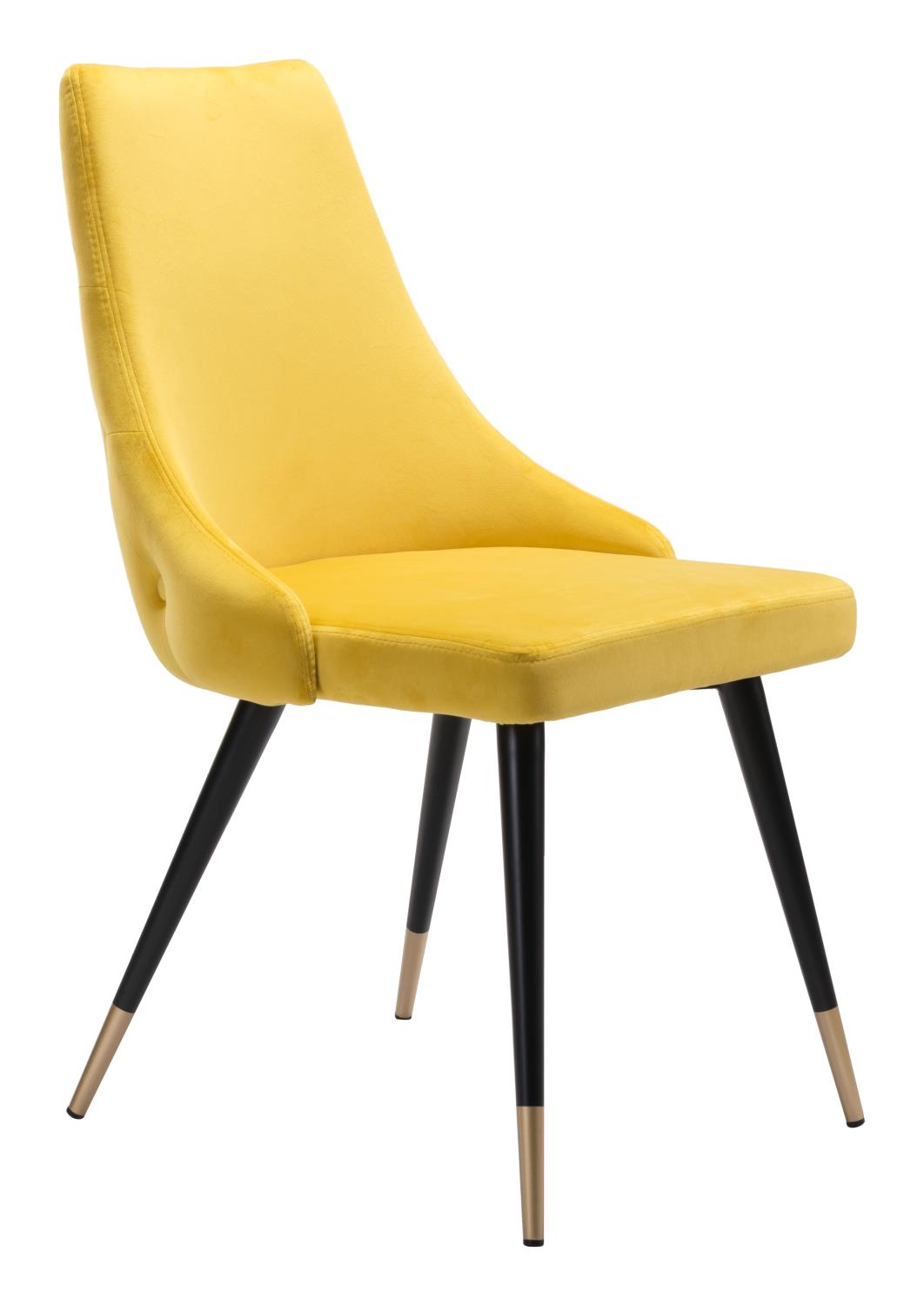 Travis Dining Chair - Yellow Velvet - Set of 2