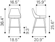 Travis Counter Chair - Grey Velvet