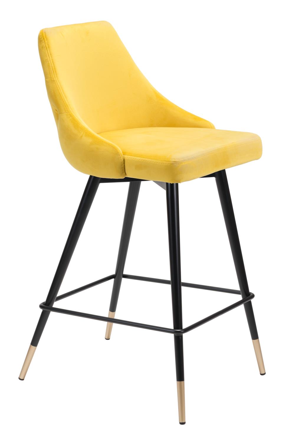 Travis Counter Chair - Yellow Velvet