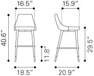 Travis Bar Chair - Grey Velvet