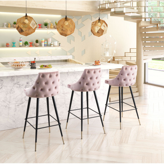 Travis Bar Chair - Blush Velvet