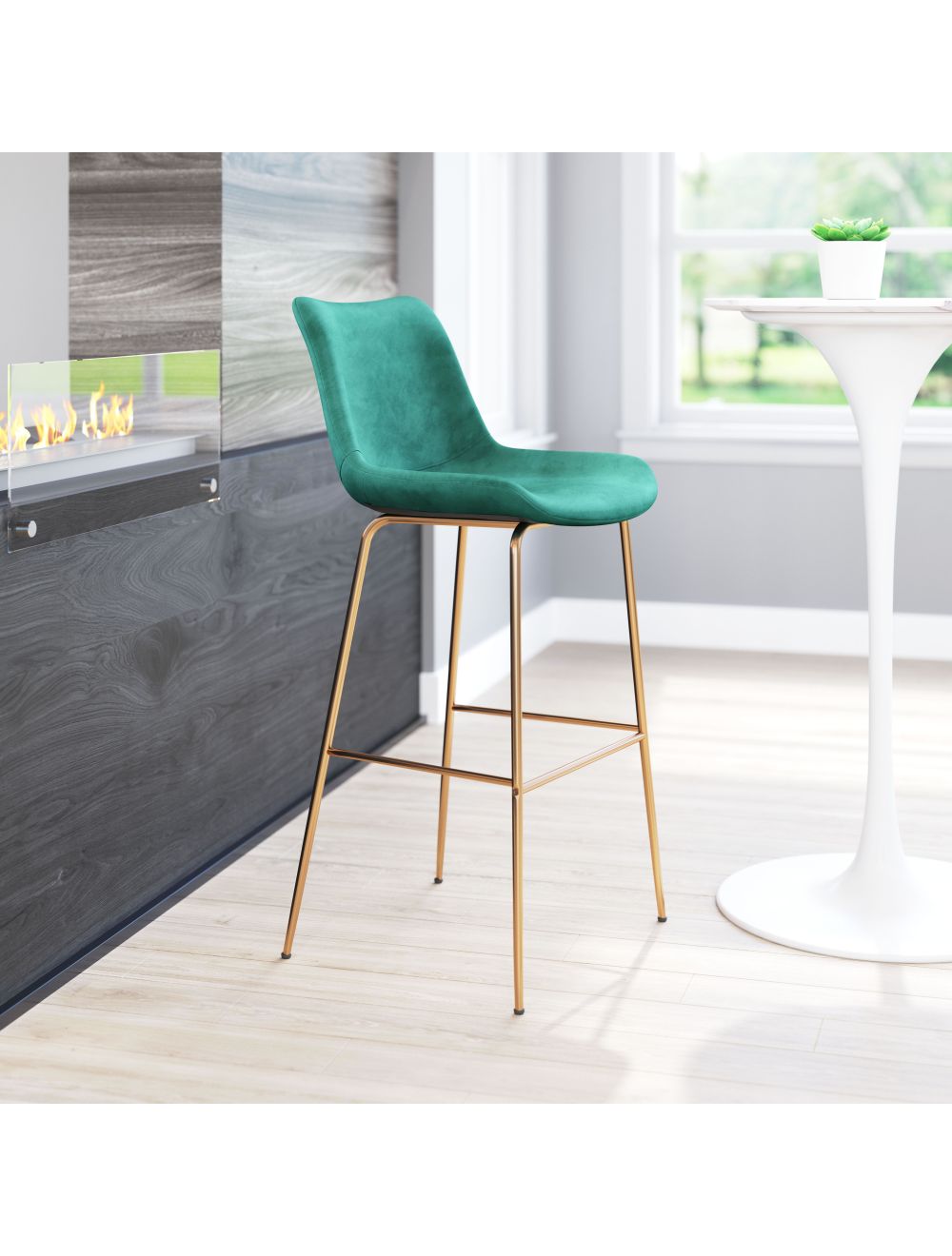 Billinton Bar Chair - Emerald Green/Gold