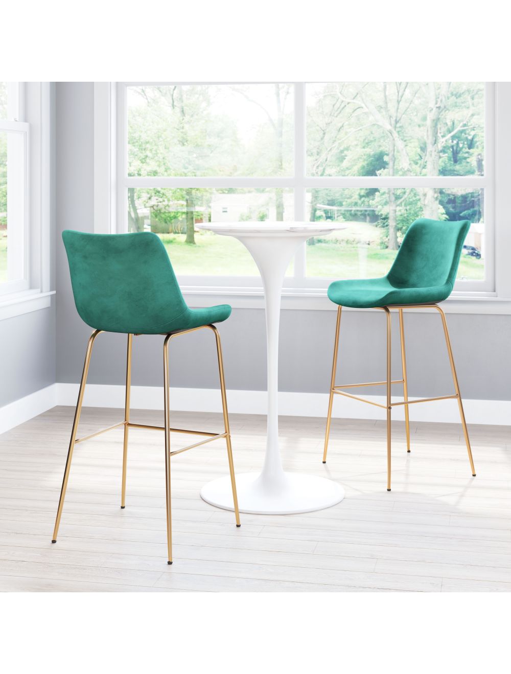 Billinton Bar Chair - Emerald Green/Gold