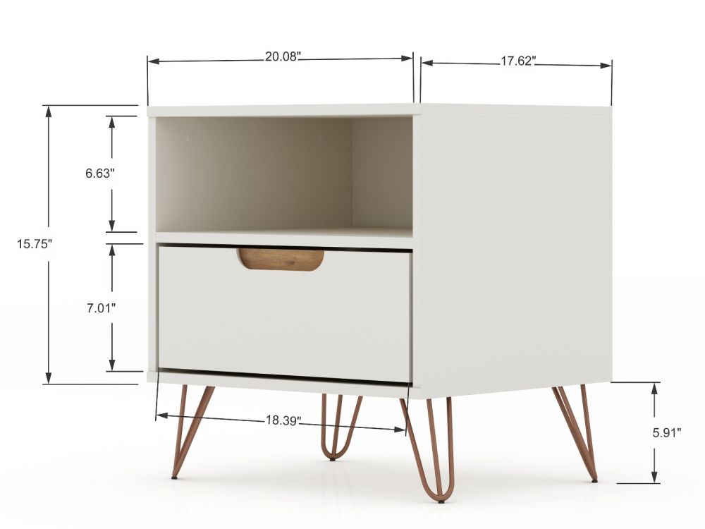 Nuuk I Night Table - Off White/Nature