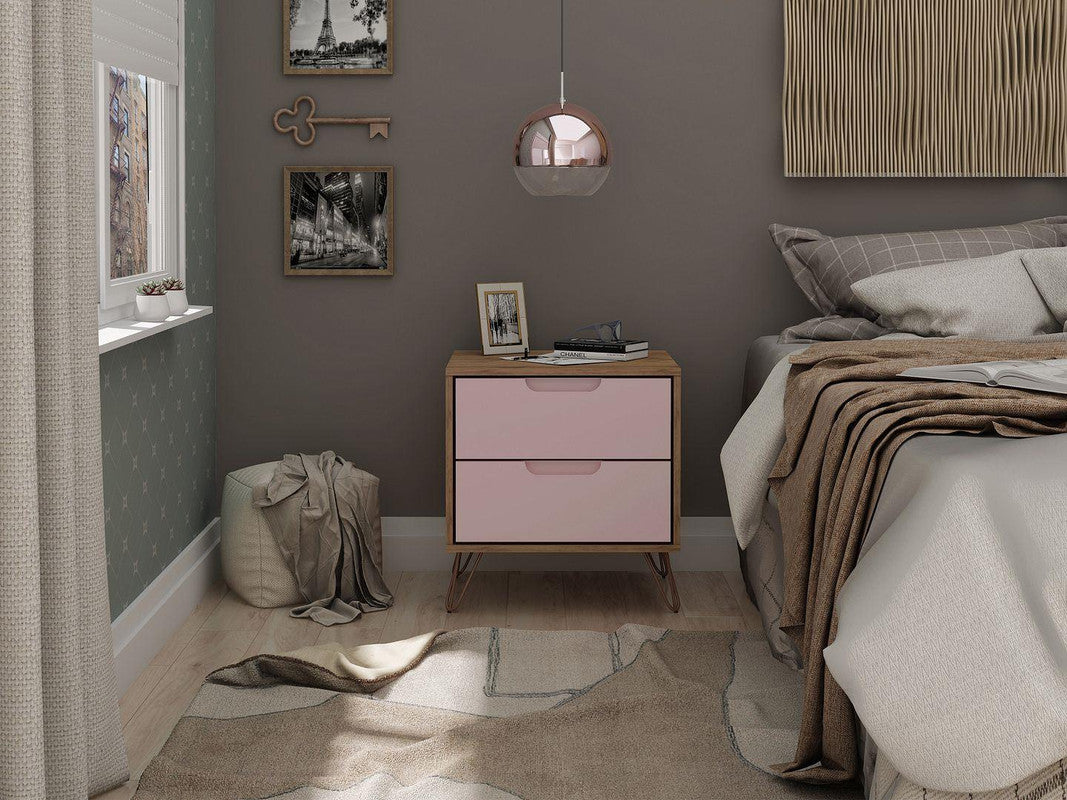 Nuuk II Night Table - Nature/Rose Pink