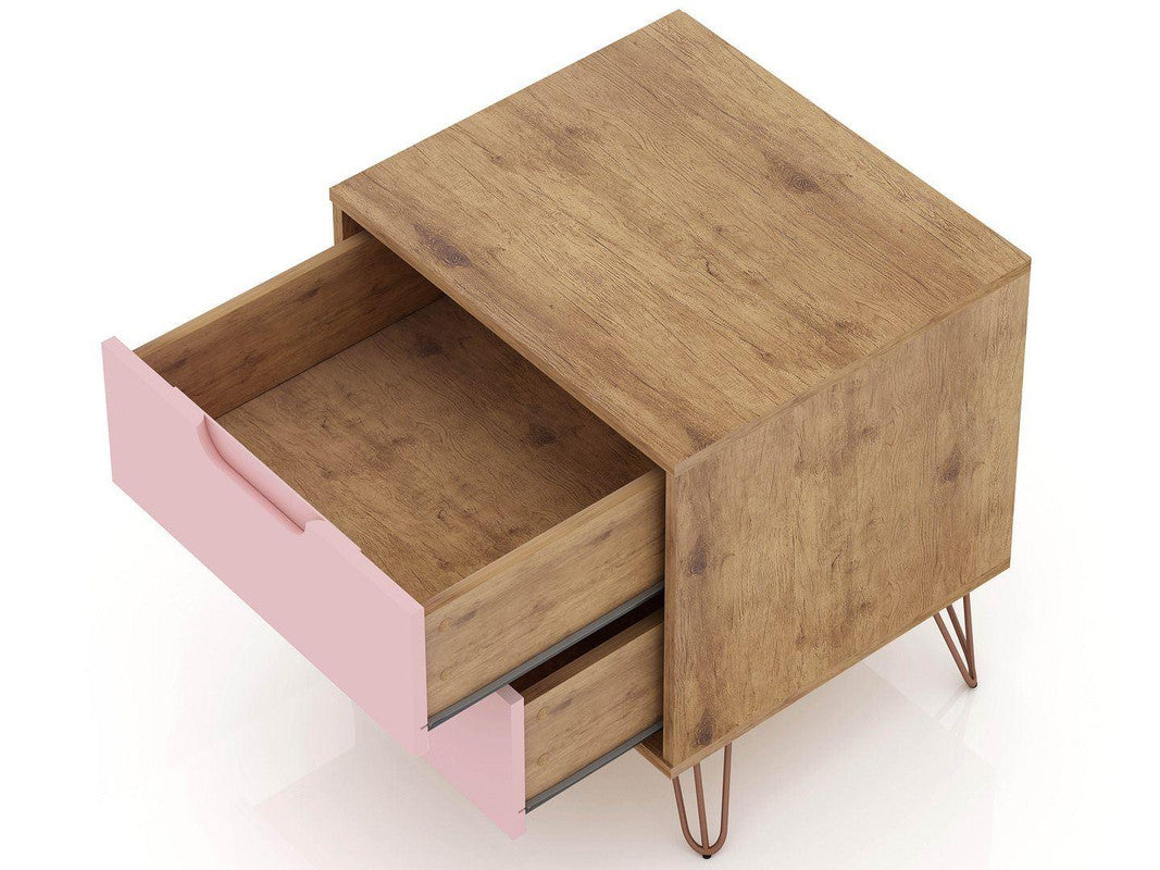 Nuuk II Night Table - Nature/Rose Pink