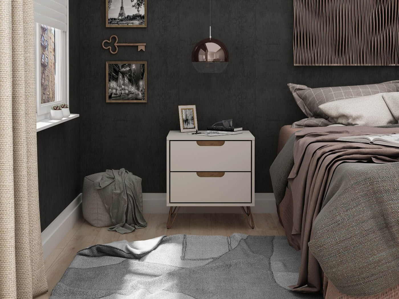Nuuk II Night Table - Off White/Nature