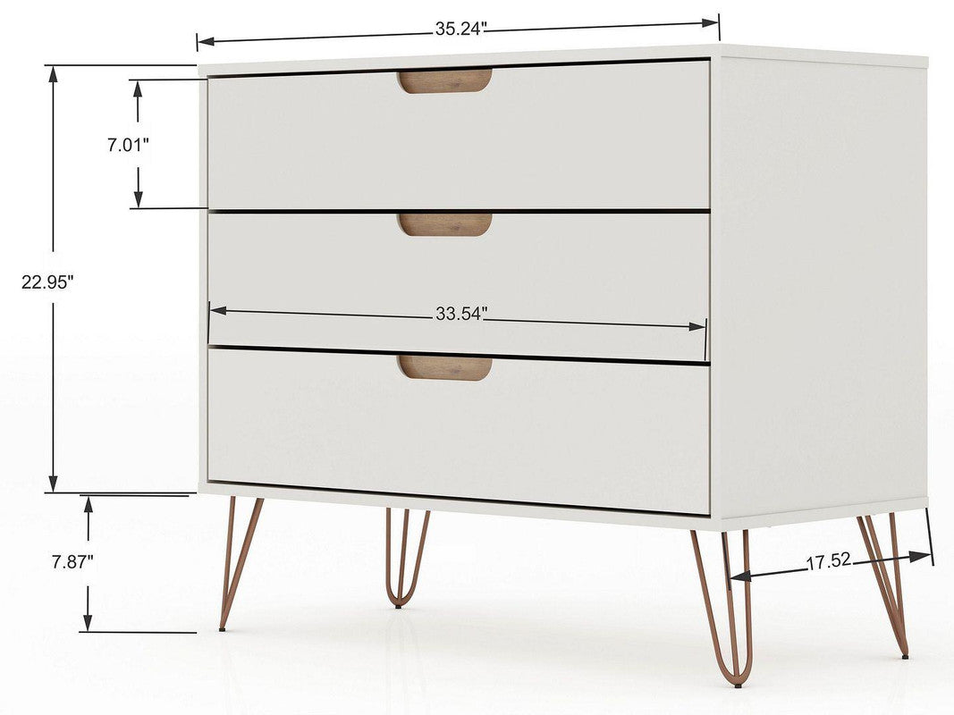 Nuuk 3-Drawer Dresser - Off White/Nature