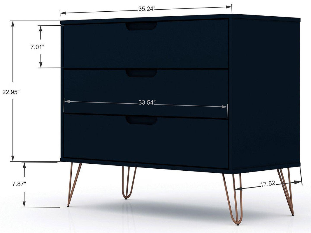 Nuuk 3-Drawer Dresser - Midnight Blue