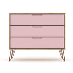 Nuuk 3-Drawer Dresser - Nature/Rose Pink