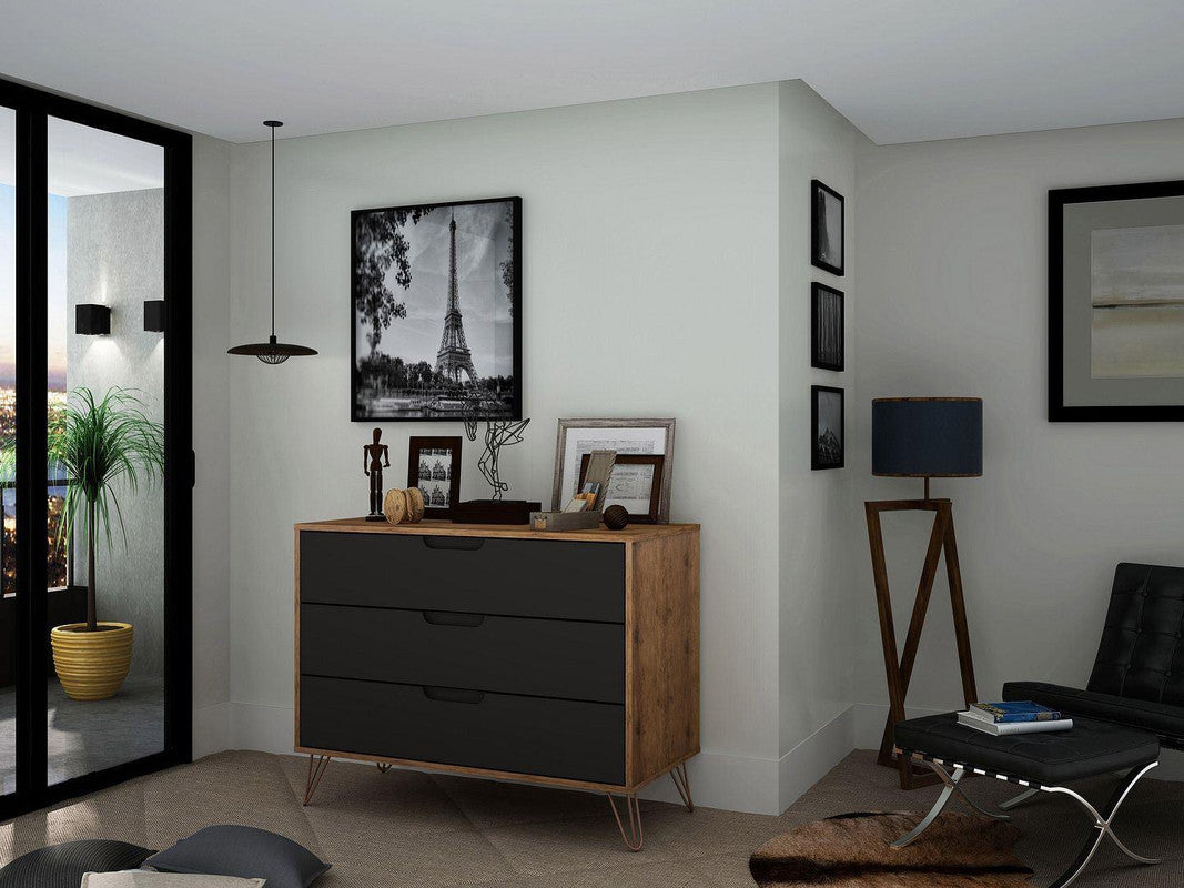 Nuuk 3-Drawer Dresser - Nature/Textured Grey