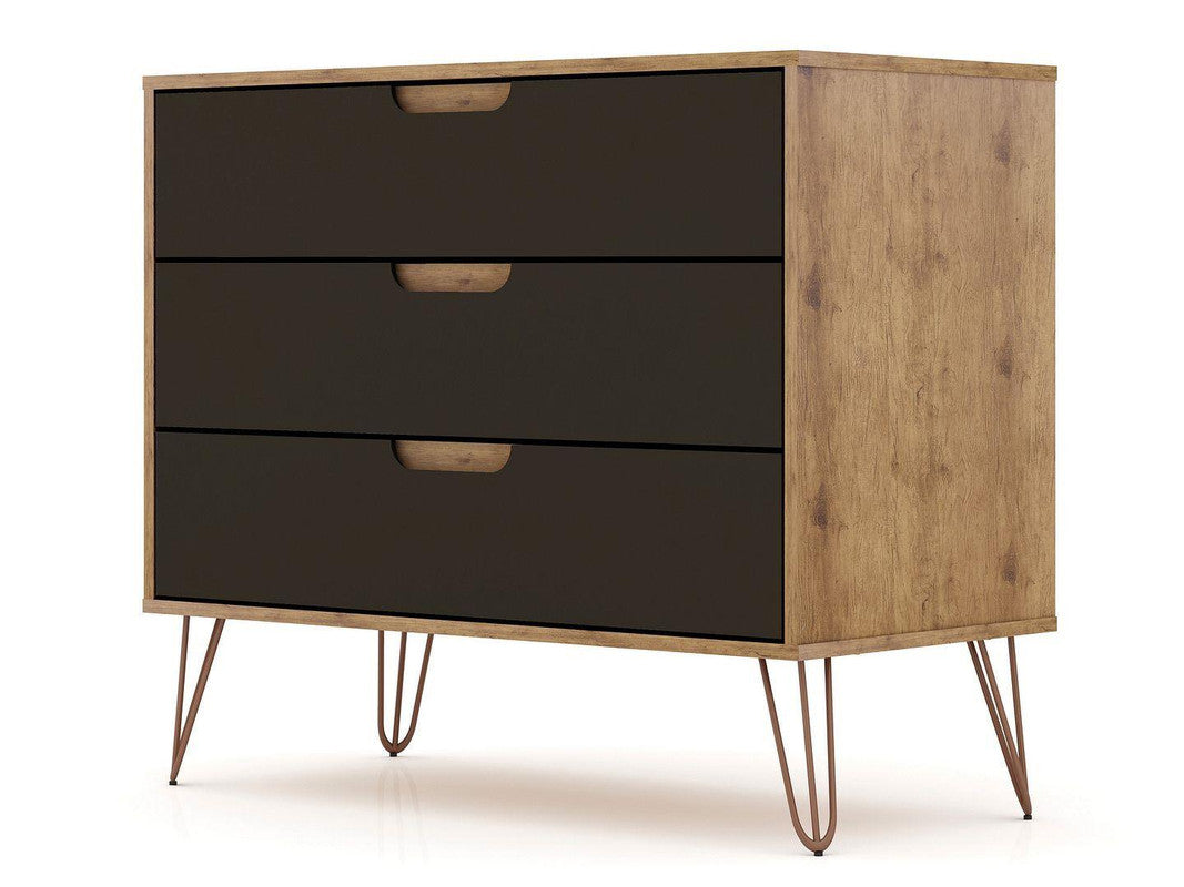 Nuuk 3-Drawer Dresser - Nature/Textured Grey