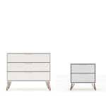Nuuk 3-Drawer Dresser and Night Table Set - White
