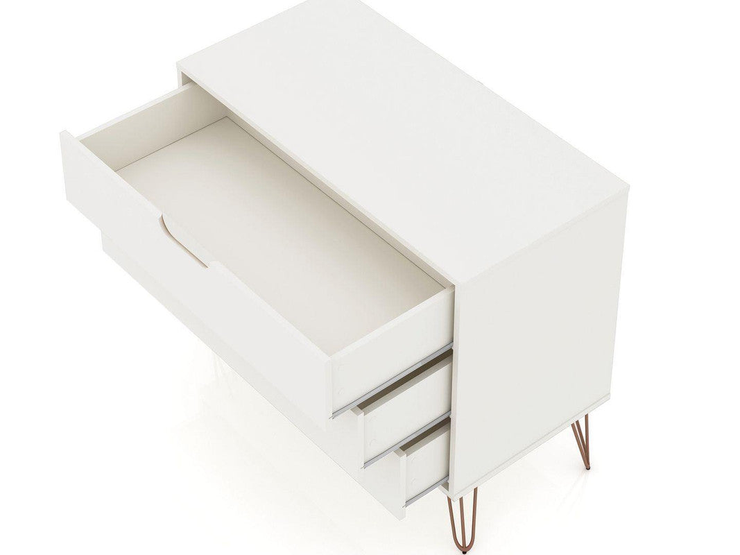 Nuuk 3-Drawer Dresser and Night Table Set - White