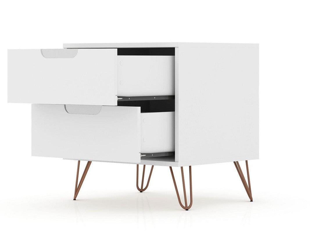 Nuuk 3-Drawer Dresser and Night Table Set - White