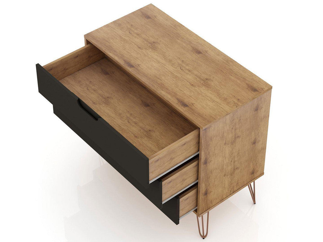 Nuuk 3-Drawer Dresser and Night Table Set - Nature/Textured Grey