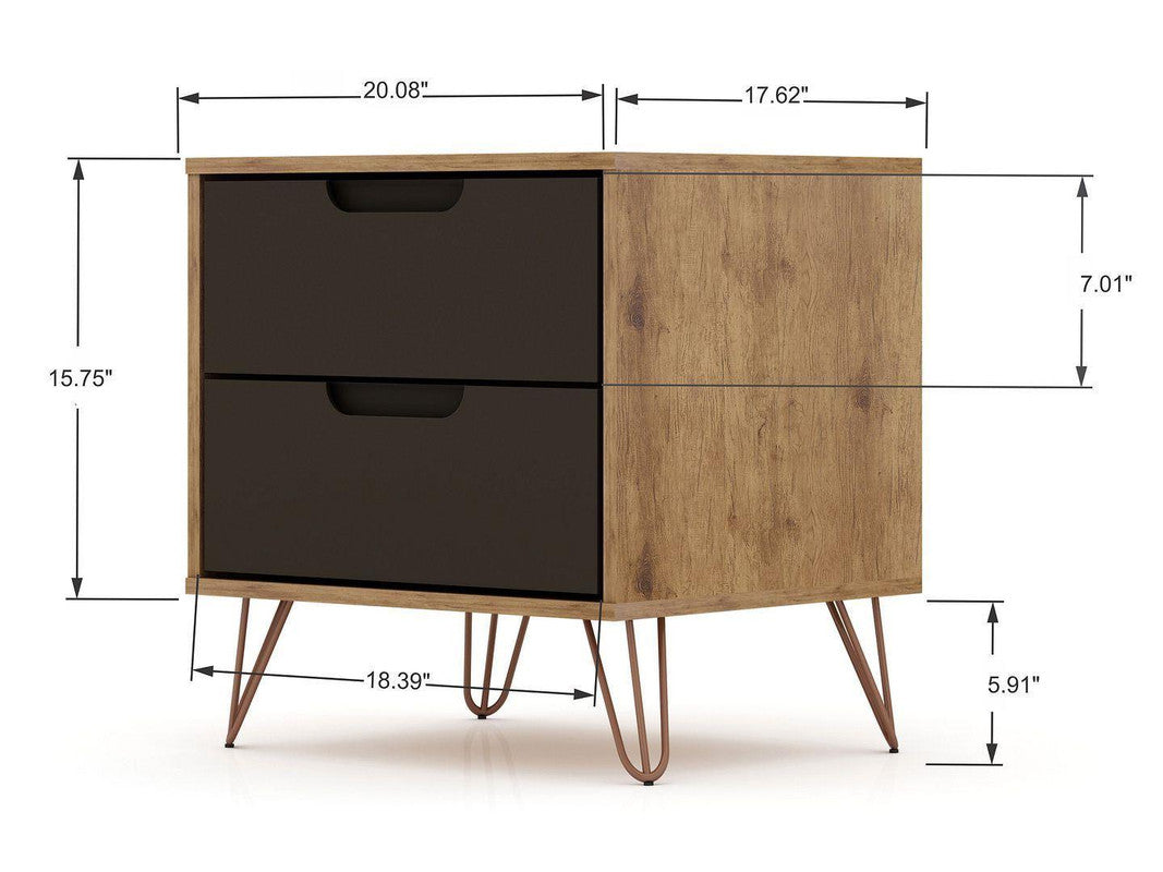 Nuuk 3-Drawer Dresser and Night Table Set - Nature/Textured Grey