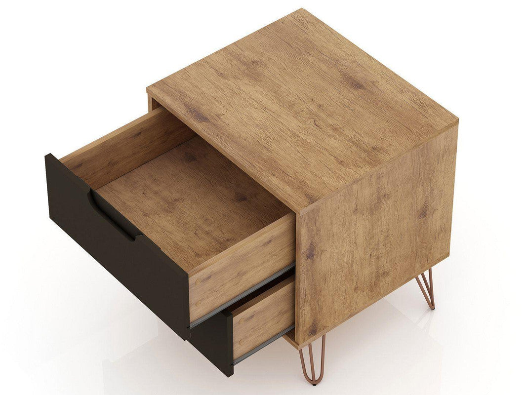 Nuuk 3-Drawer Dresser and Night Table Set - Nature/Textured Grey