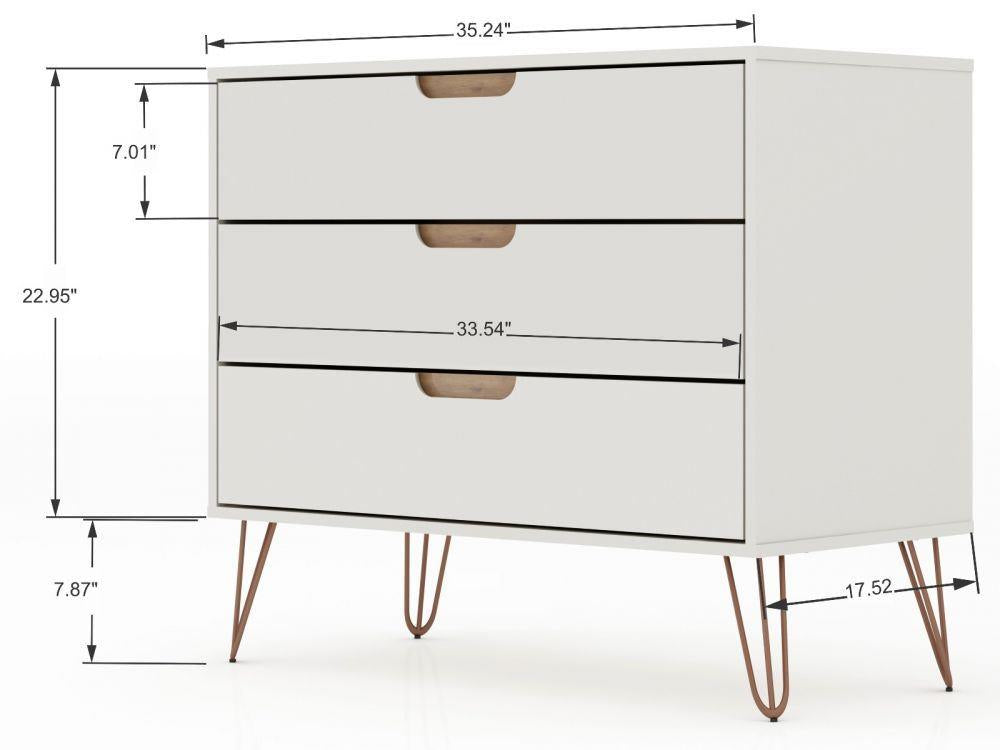 Nuuk 3-Drawer Dresser and Night Table Set - Off White/Nature