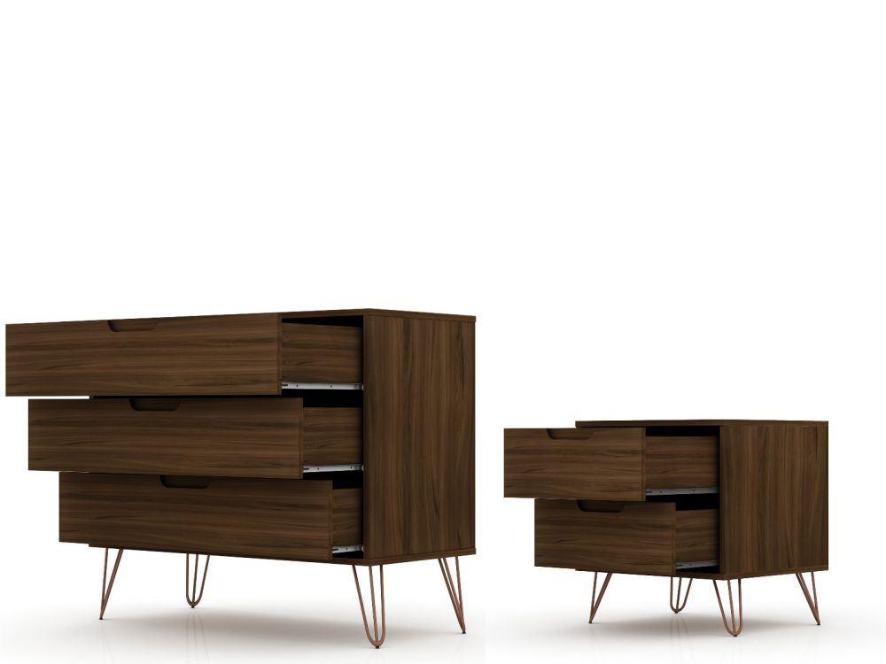 Nuuk 3-Drawer Dresser and Night Table Set - Brown