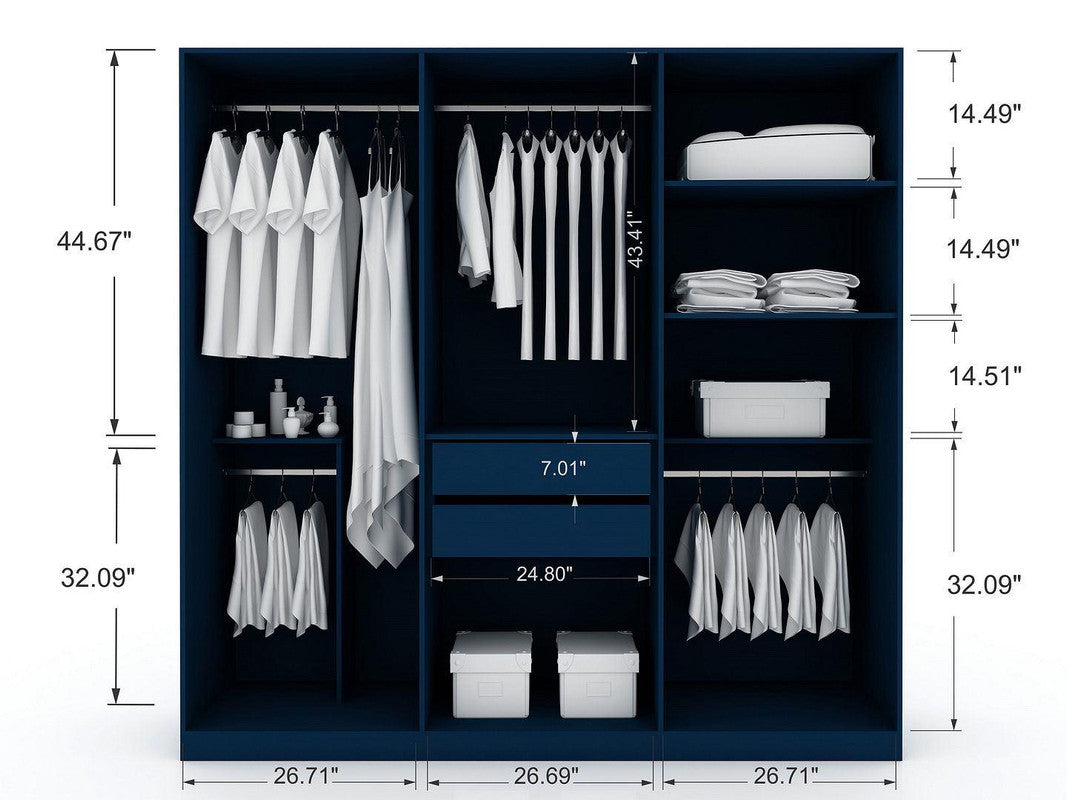 Radfeld 6-Door Ample Storage Wardrobe - Midnight Blue