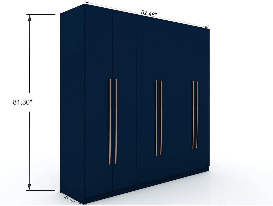 Radfeld 6-Door Ample Storage Wardrobe - Midnight Blue