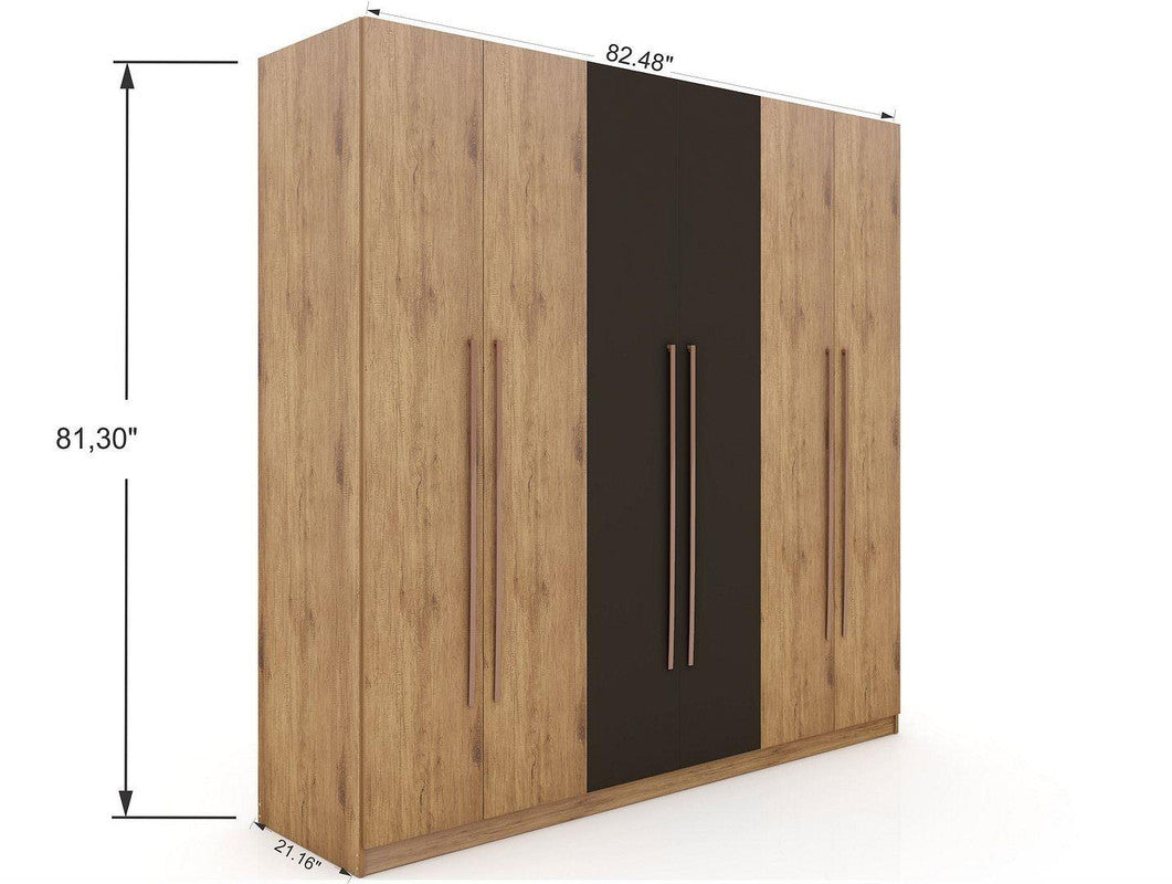 Radfeld 6-Door Wardrobe - Textured Grey