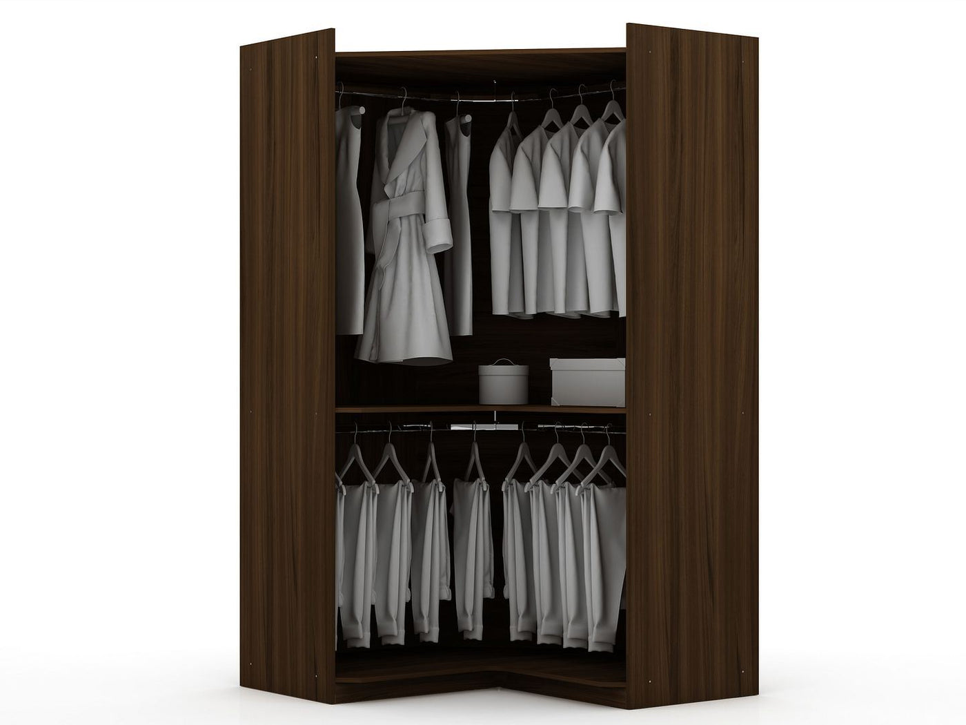 Oulu Open Corner Wardrobe - Brown