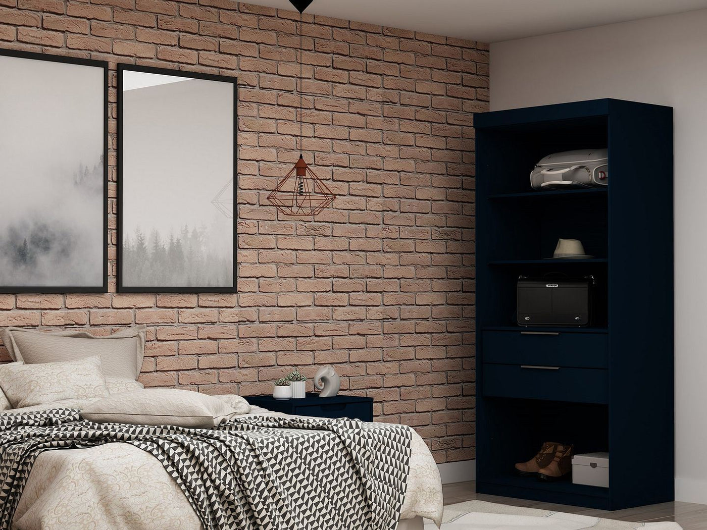 Oulu Open Sectional Wardrobe - Midnight Blue
