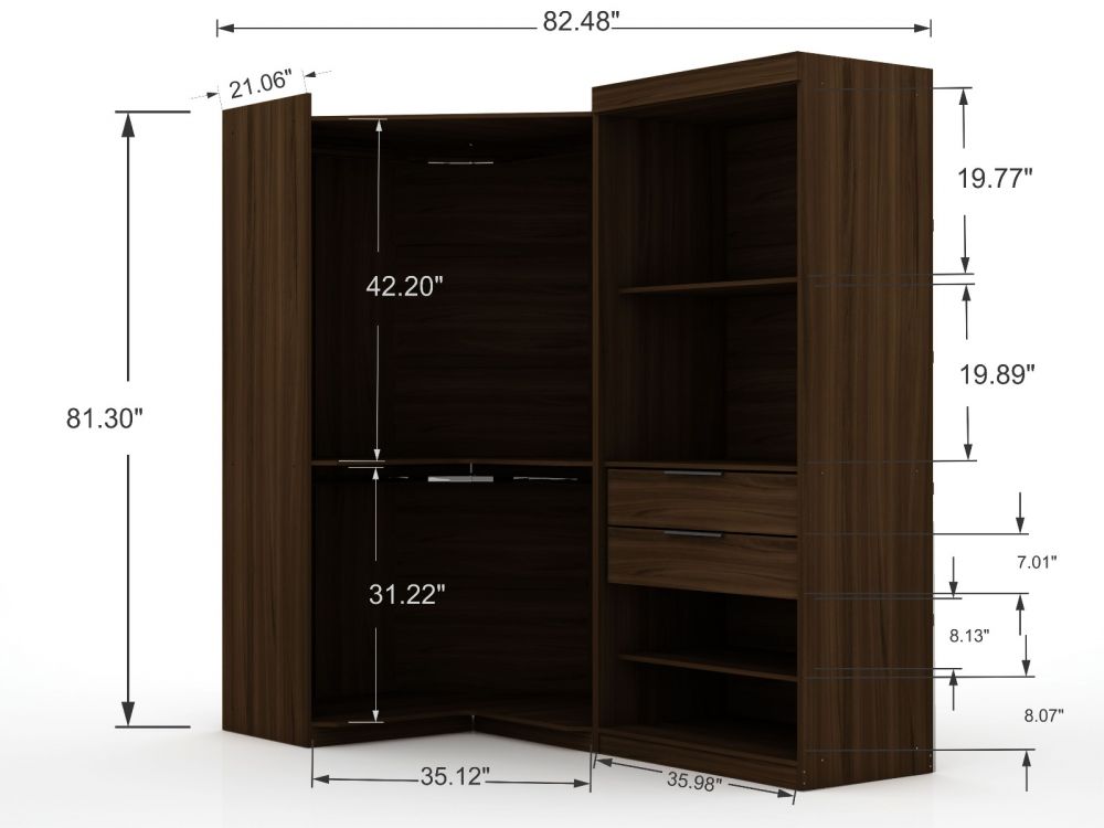 Oulu 2-Piece Open Corner Wardrobe - Brown