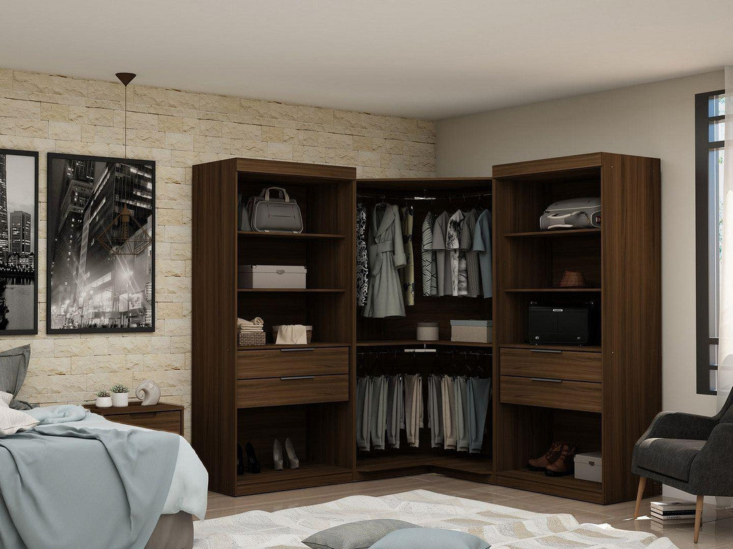 Oulu 3-Piece Sectional Corner Wardrobe - Brown