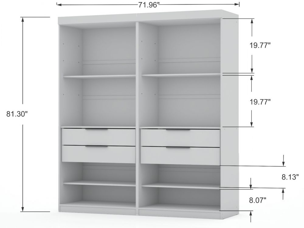 Oulu 2-Piece Open Sectional Wardrobe - White