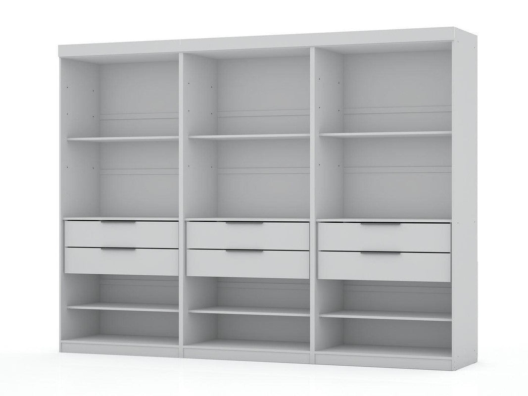 Oulu 3-Piece Open Sectional Wardrobe - White