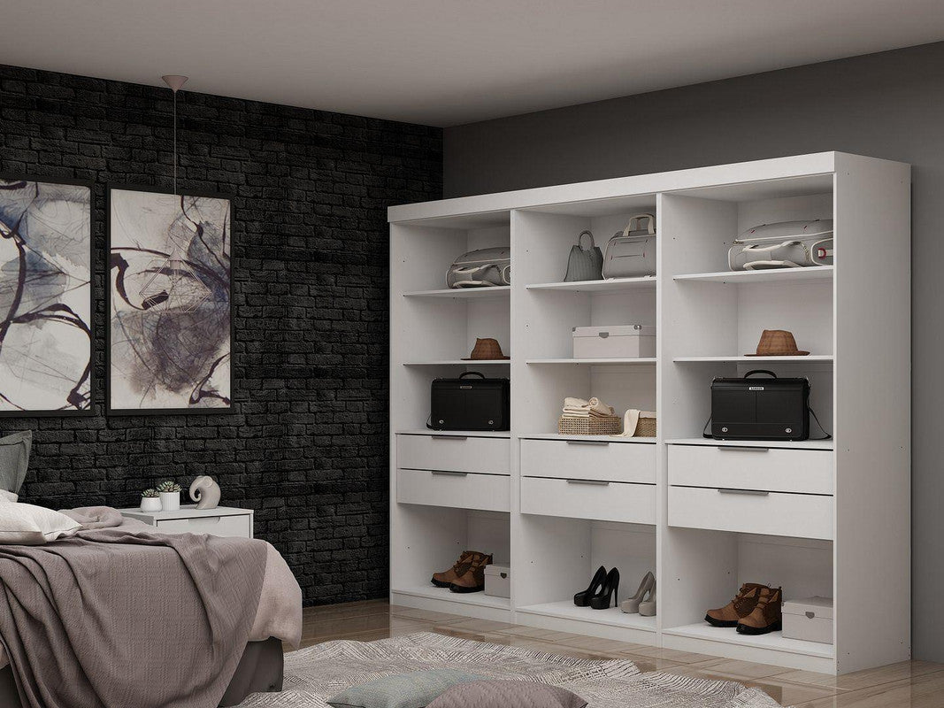 Oulu 3-Piece Open Sectional Wardrobe - White