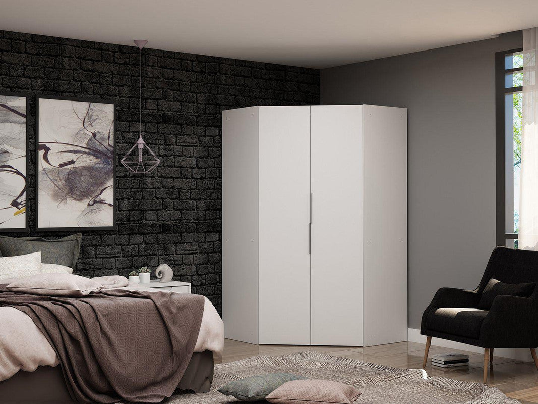Oulu Corner Wardrobe - White