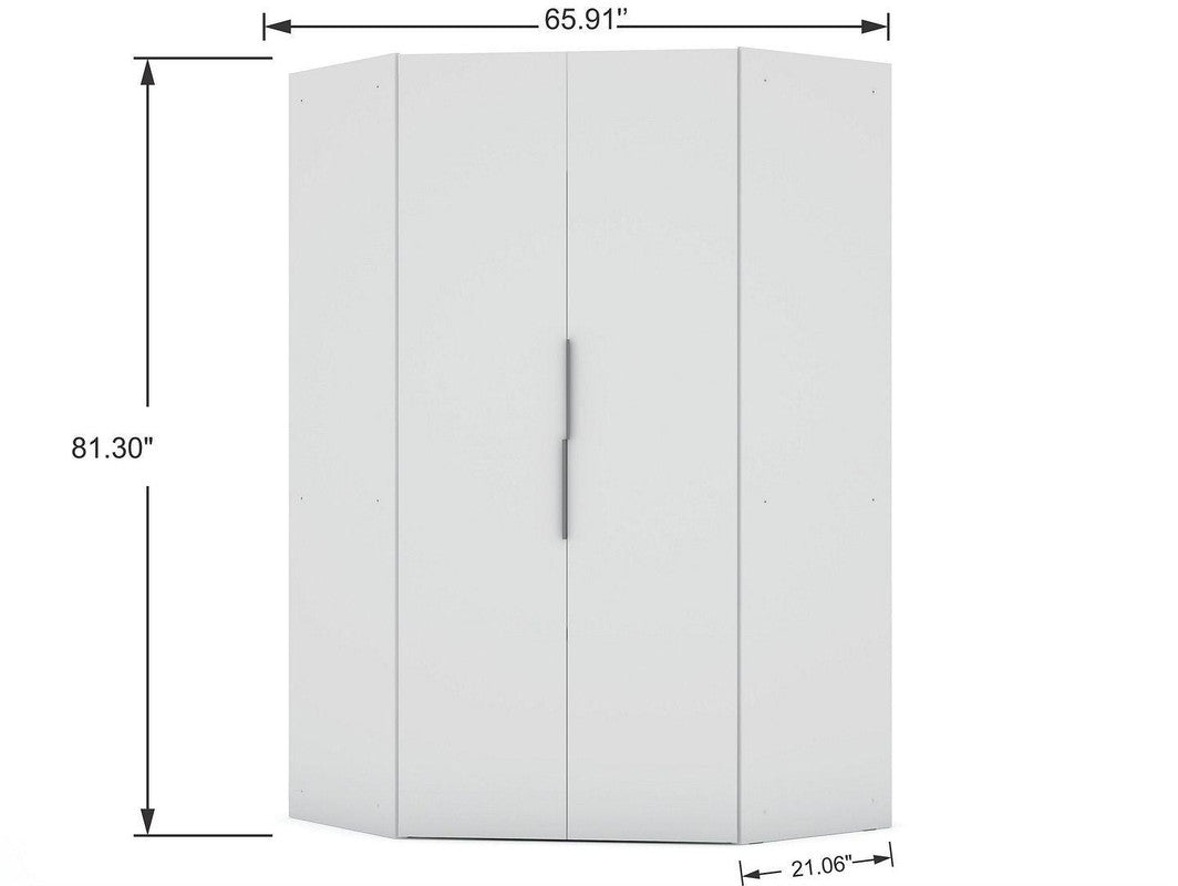Oulu Corner Wardrobe - White